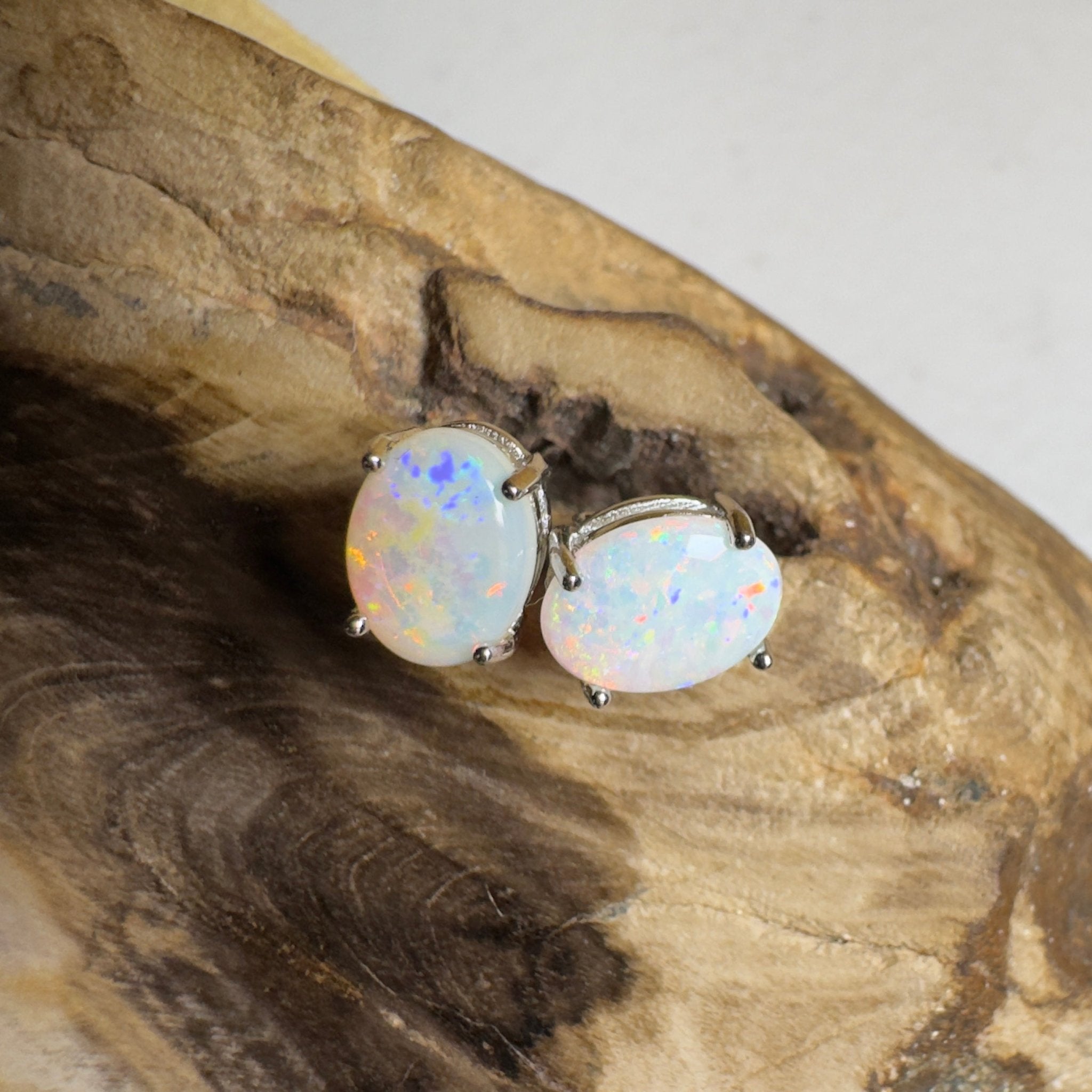 Prism Tide~ 1.7ct Coober Pedy Opal Sterling Silver Earrings