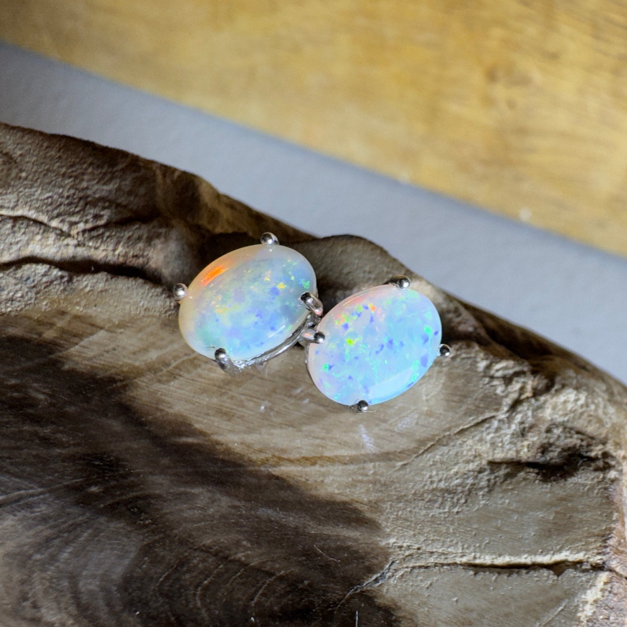 Prism Tide~ 1.7ct Coober Pedy Opal Sterling Silver Earrings