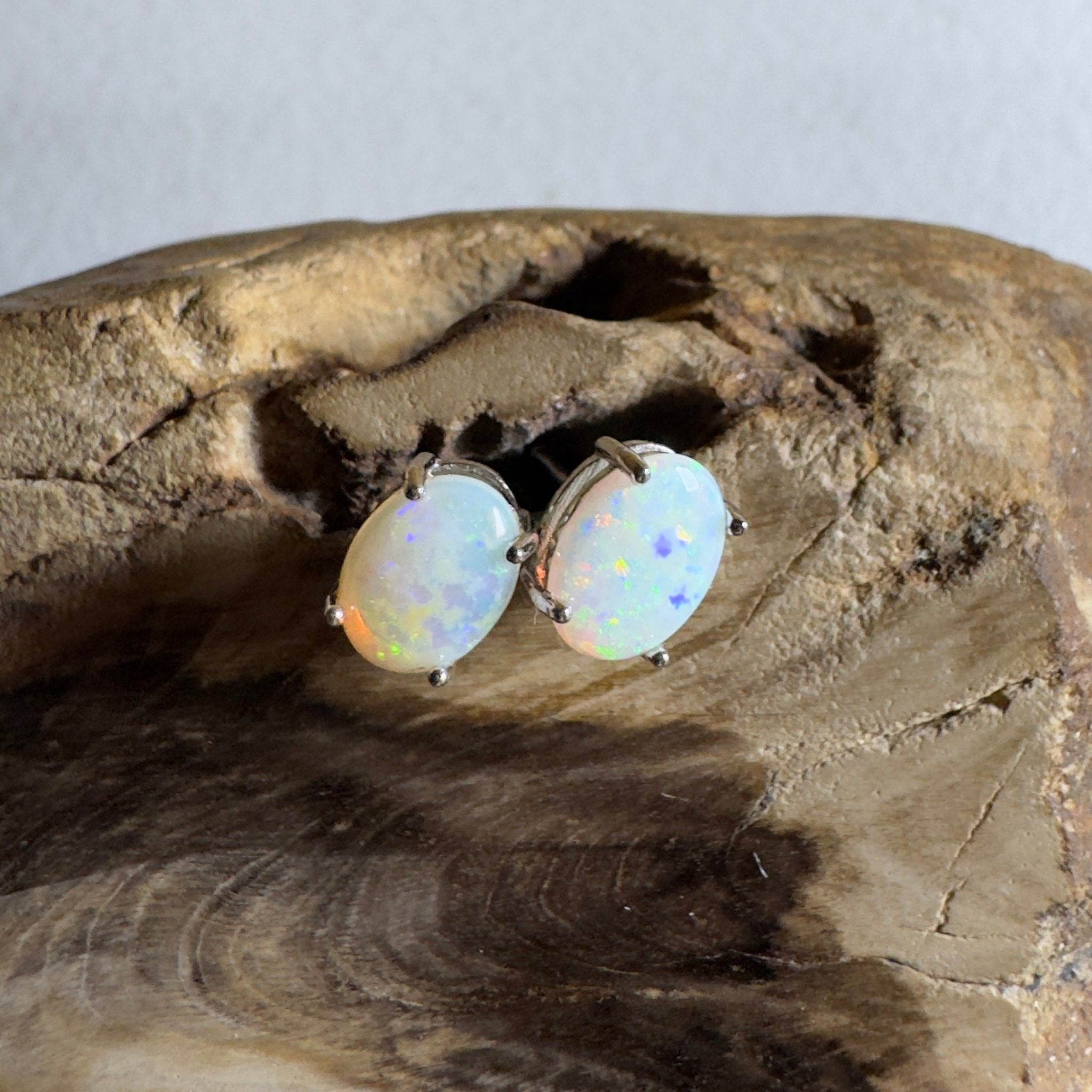 Prism Tide~ 1.7ct Coober Pedy Opal Sterling Silver Earrings