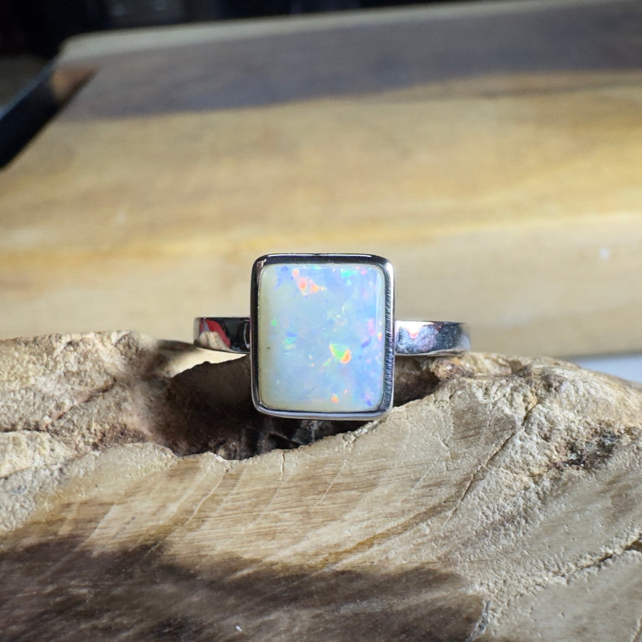 Purnululu Prism - 1.7ct Solid Coober Pedy Opal 925 Silver Ring