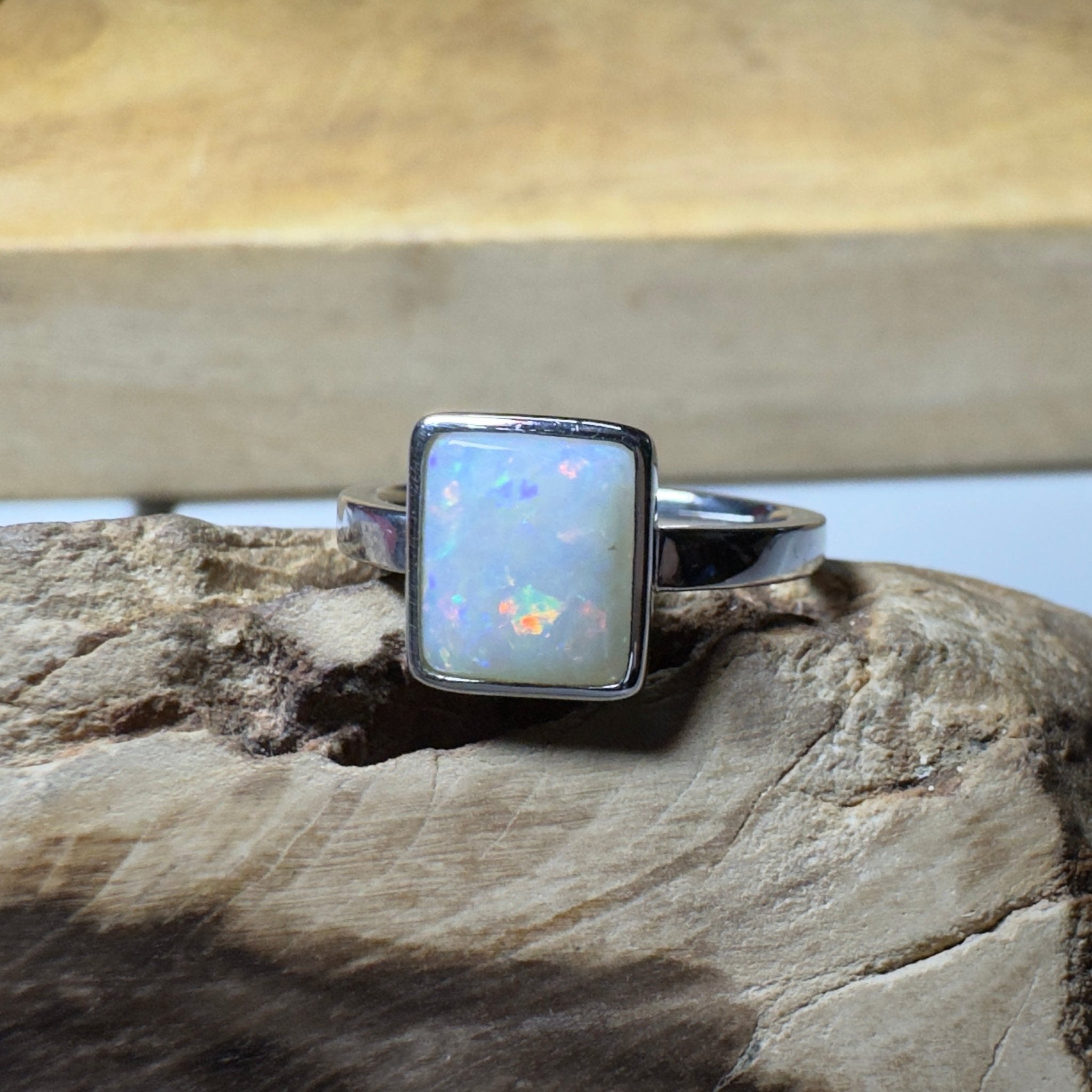 Purnululu Prism - 1.7ct Solid Coober Pedy Opal 925 Silver Ring