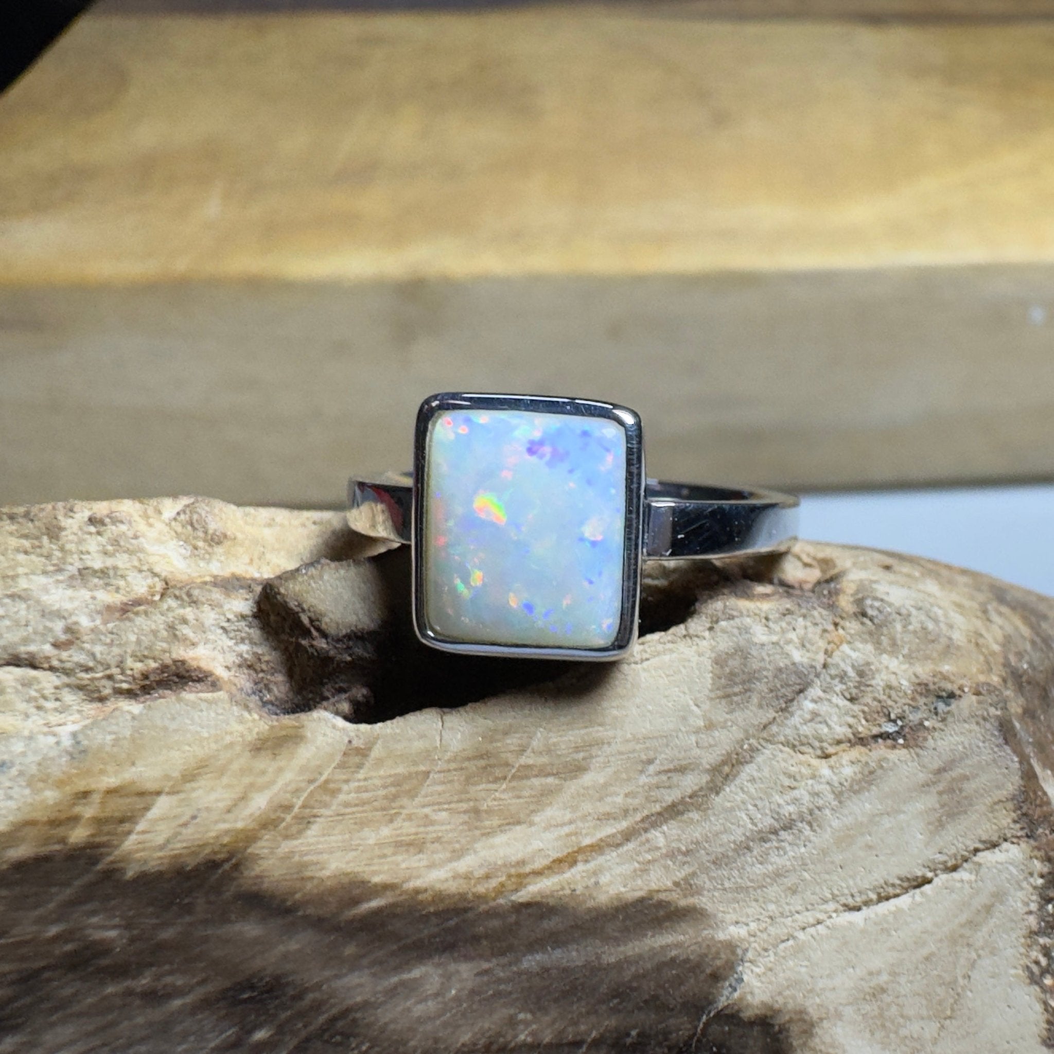 Purnululu Prism - 1.7ct Solid Coober Pedy Opal 925 Silver Ring