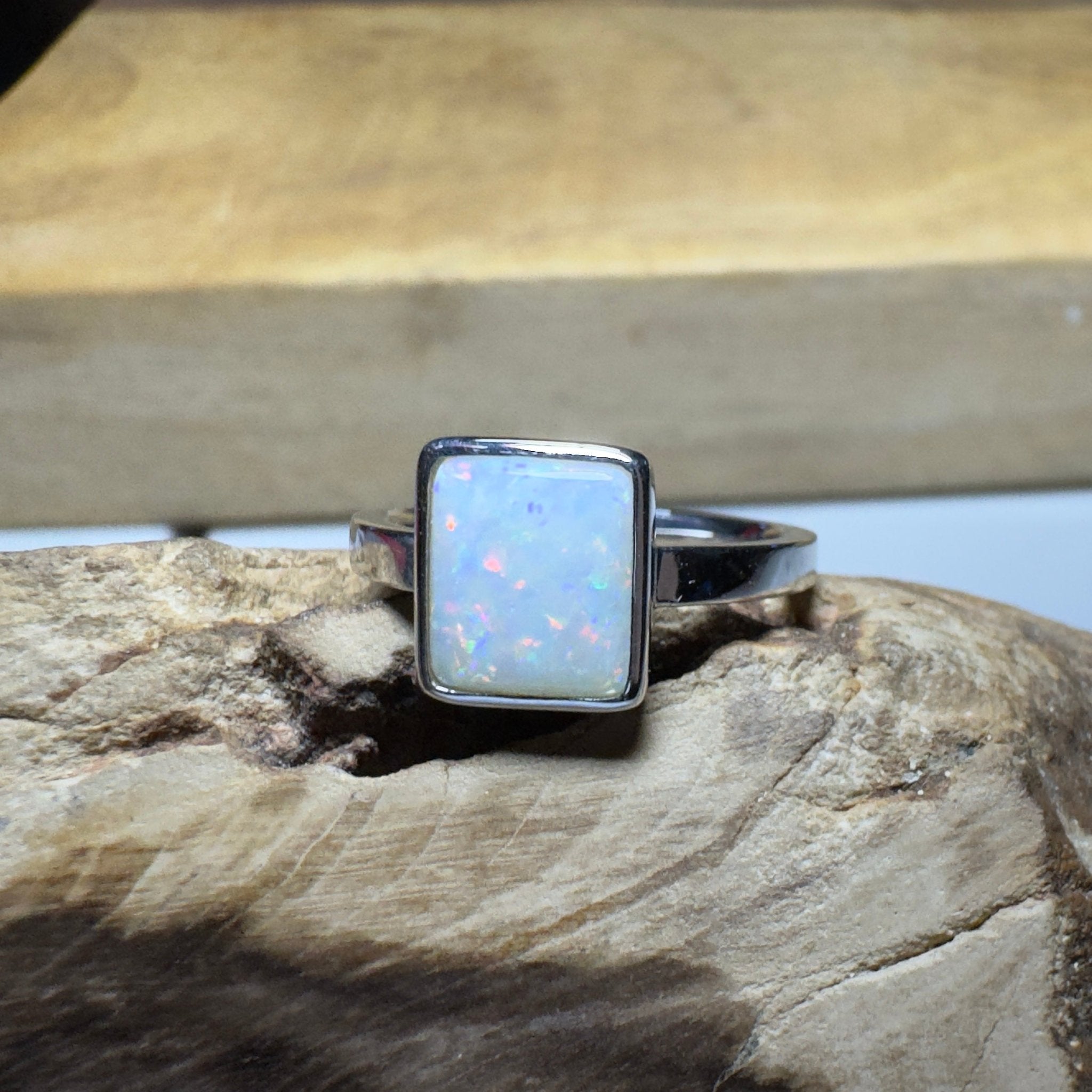 Purnululu Prism - 1.7ct Solid Coober Pedy Opal 925 Silver Ring