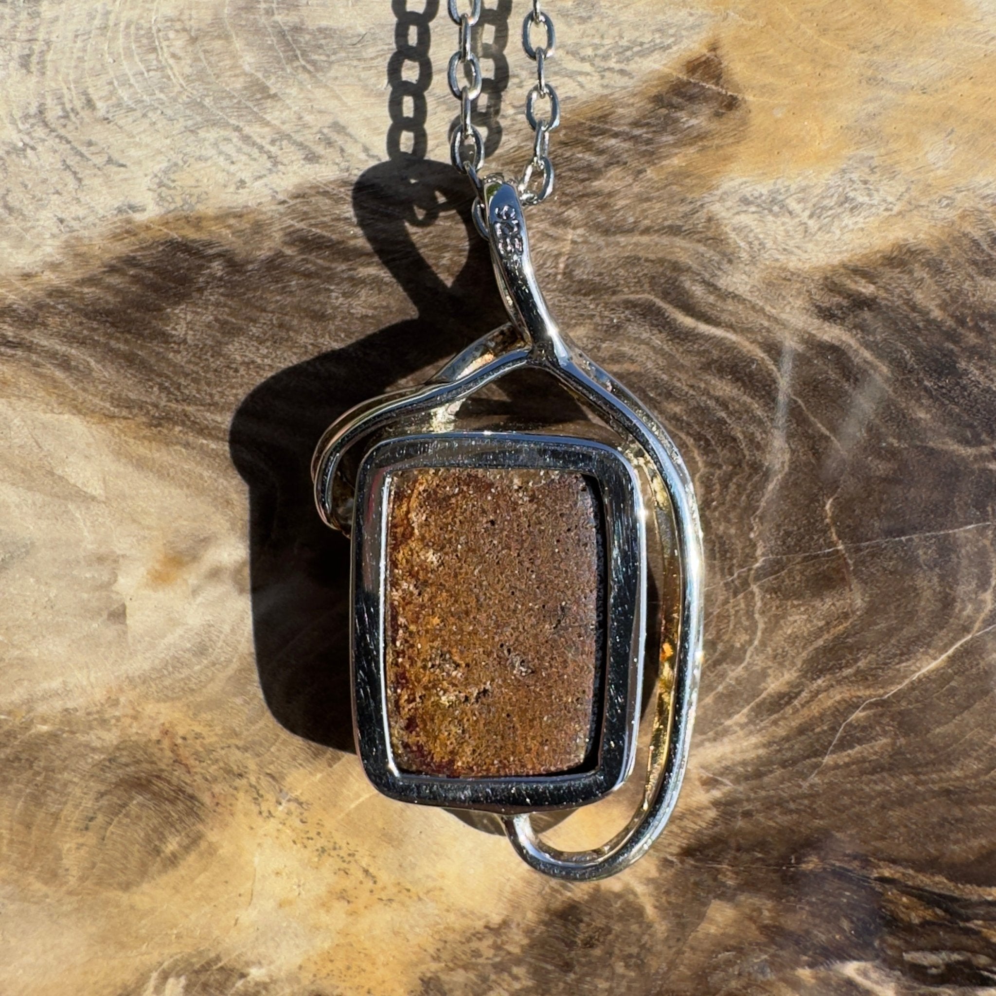 Queensland Night Current ~ Queensland Boulder Opal 925 Sterling Silver Pendant Necklace