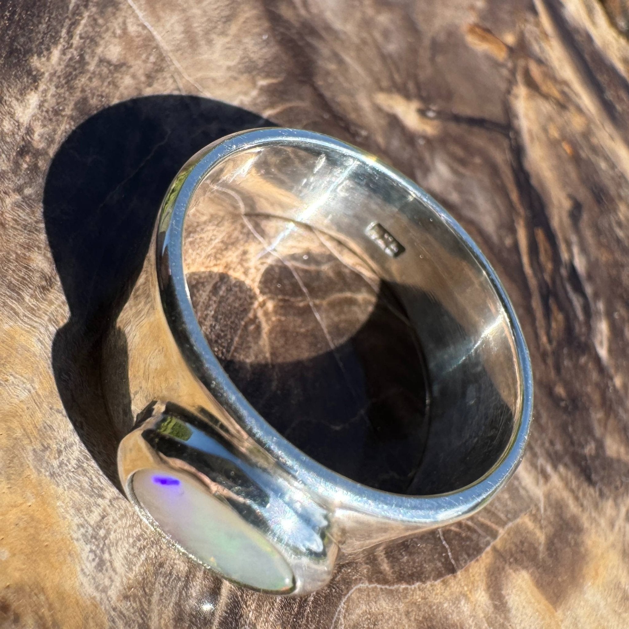 Radiant Horizon ~ 0.8ct Solid Lightning Ridge Opal 925 Sterling Silver Ring