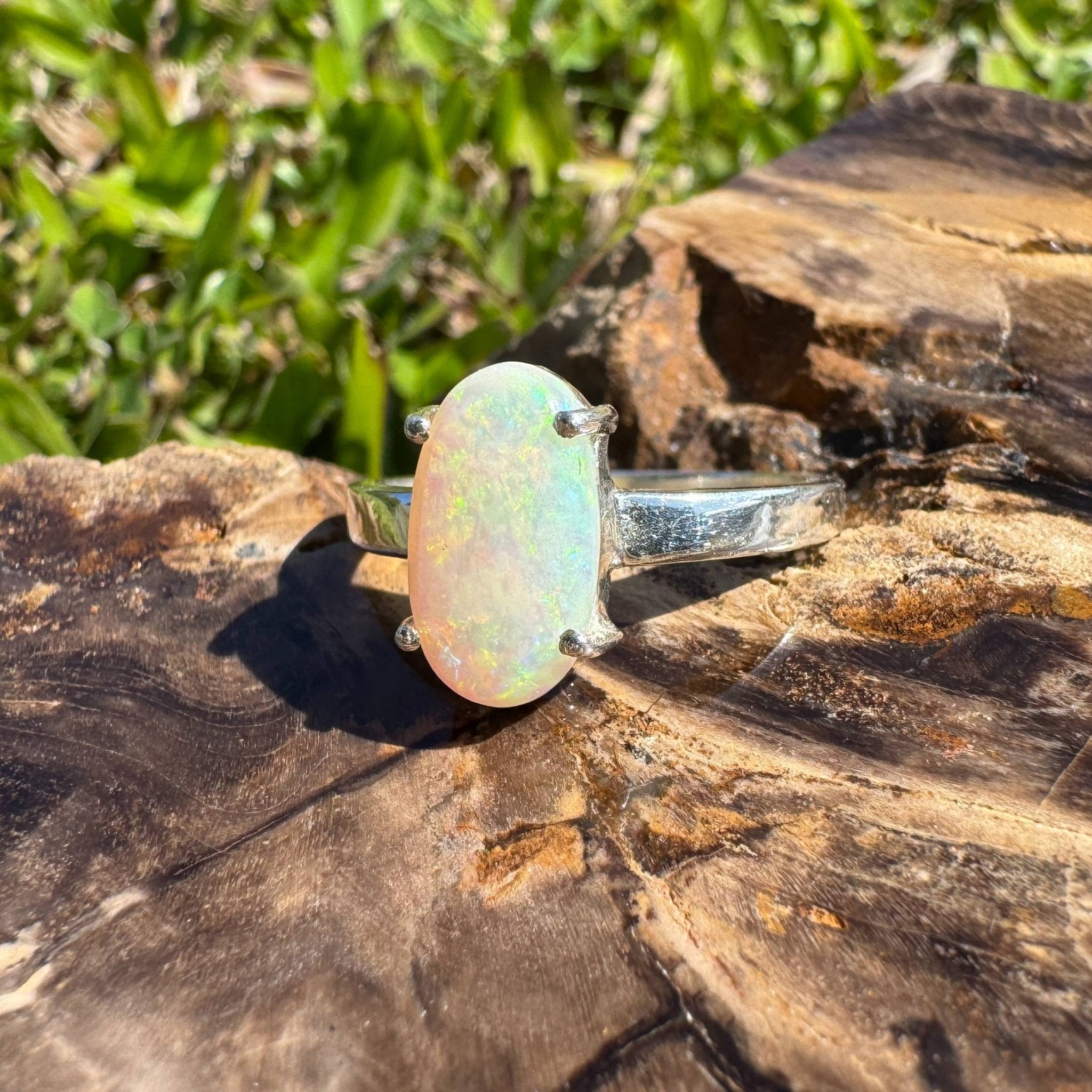Radiant Pastures ~ 2.2ct SolidLightning Ridge Opal 925 Sterling Silver Ring