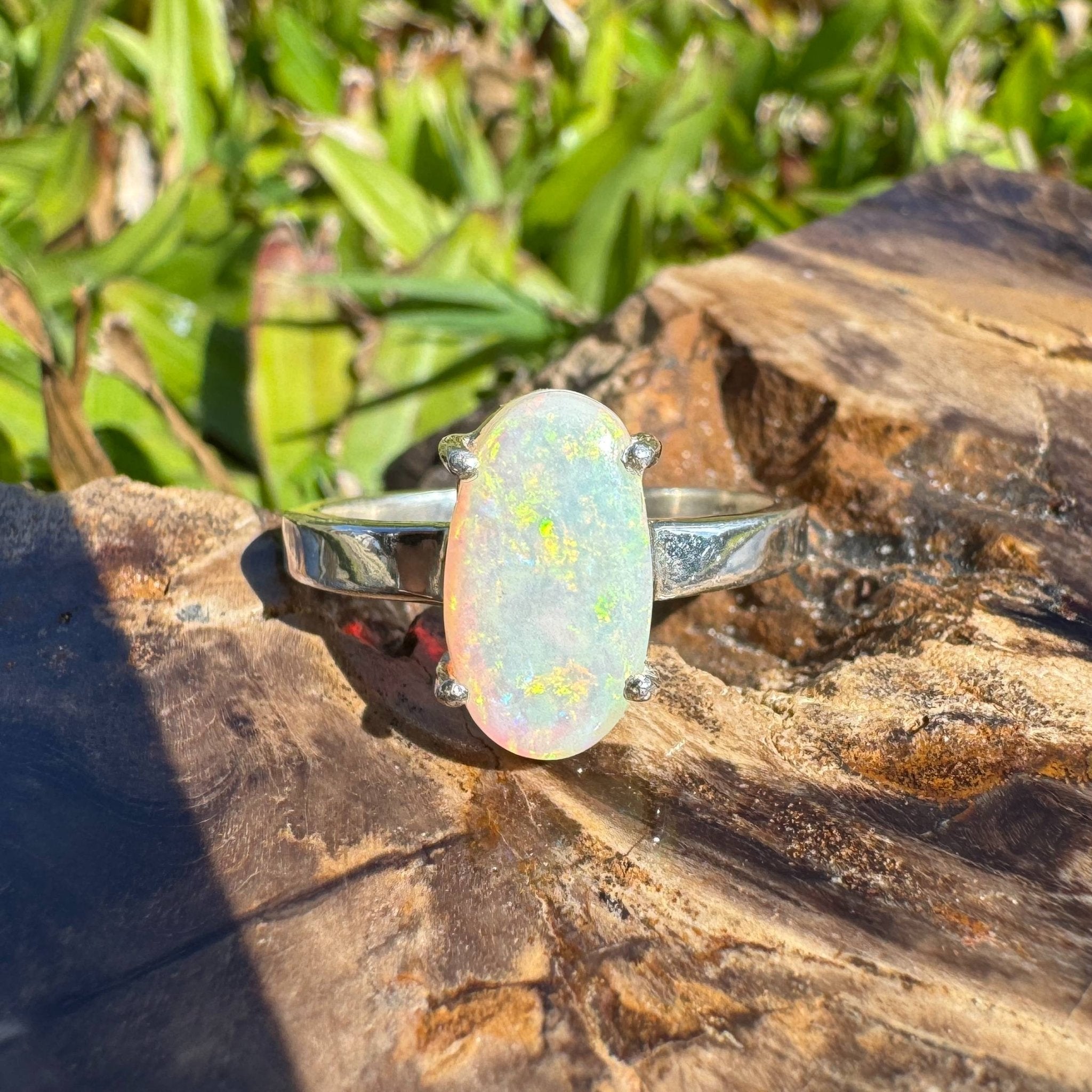 Radiant Pastures ~ 2.2ct SolidLightning Ridge Opal 925 Sterling Silver Ring
