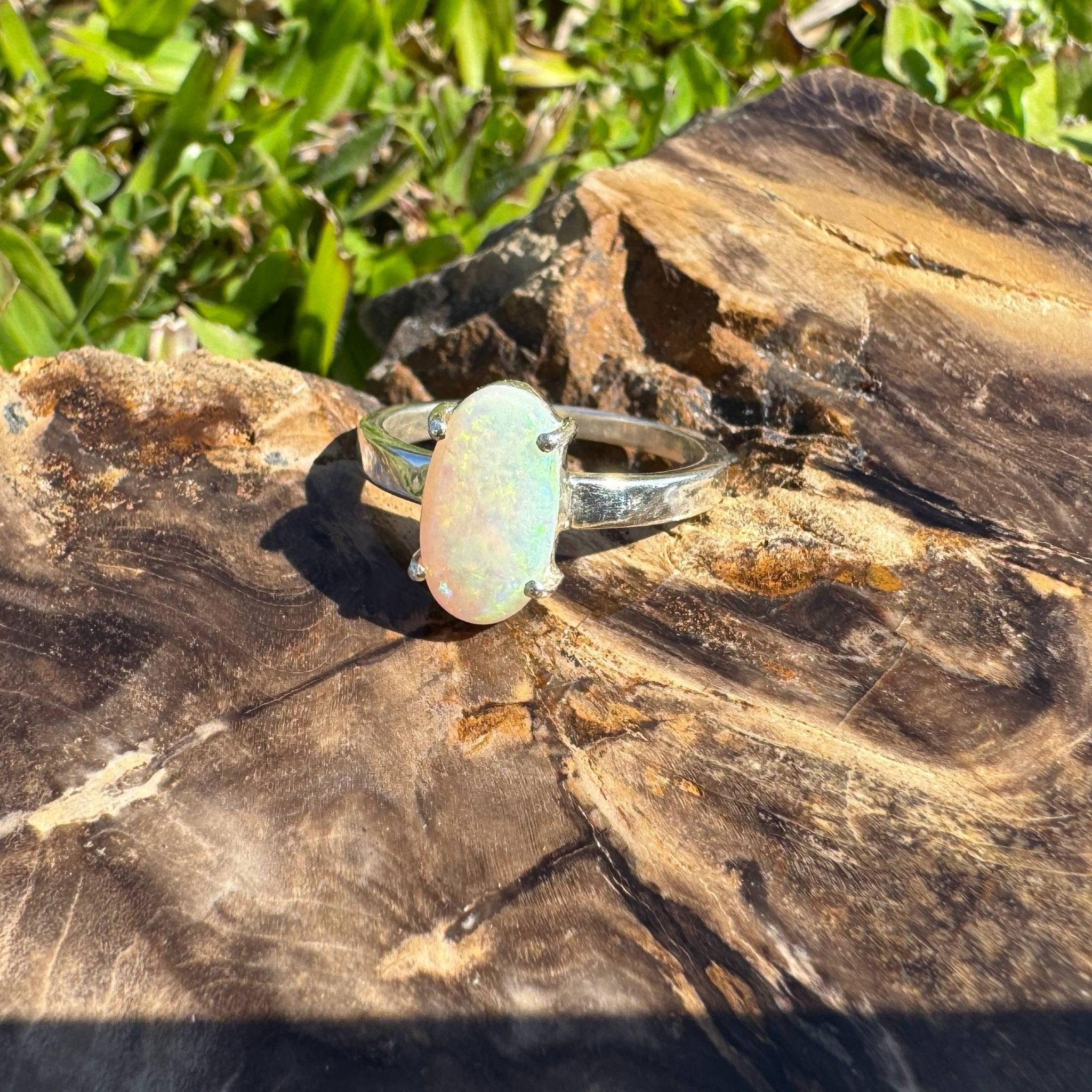 Radiant Pastures ~ 2.2ct SolidLightning Ridge Opal 925 Sterling Silver Ring