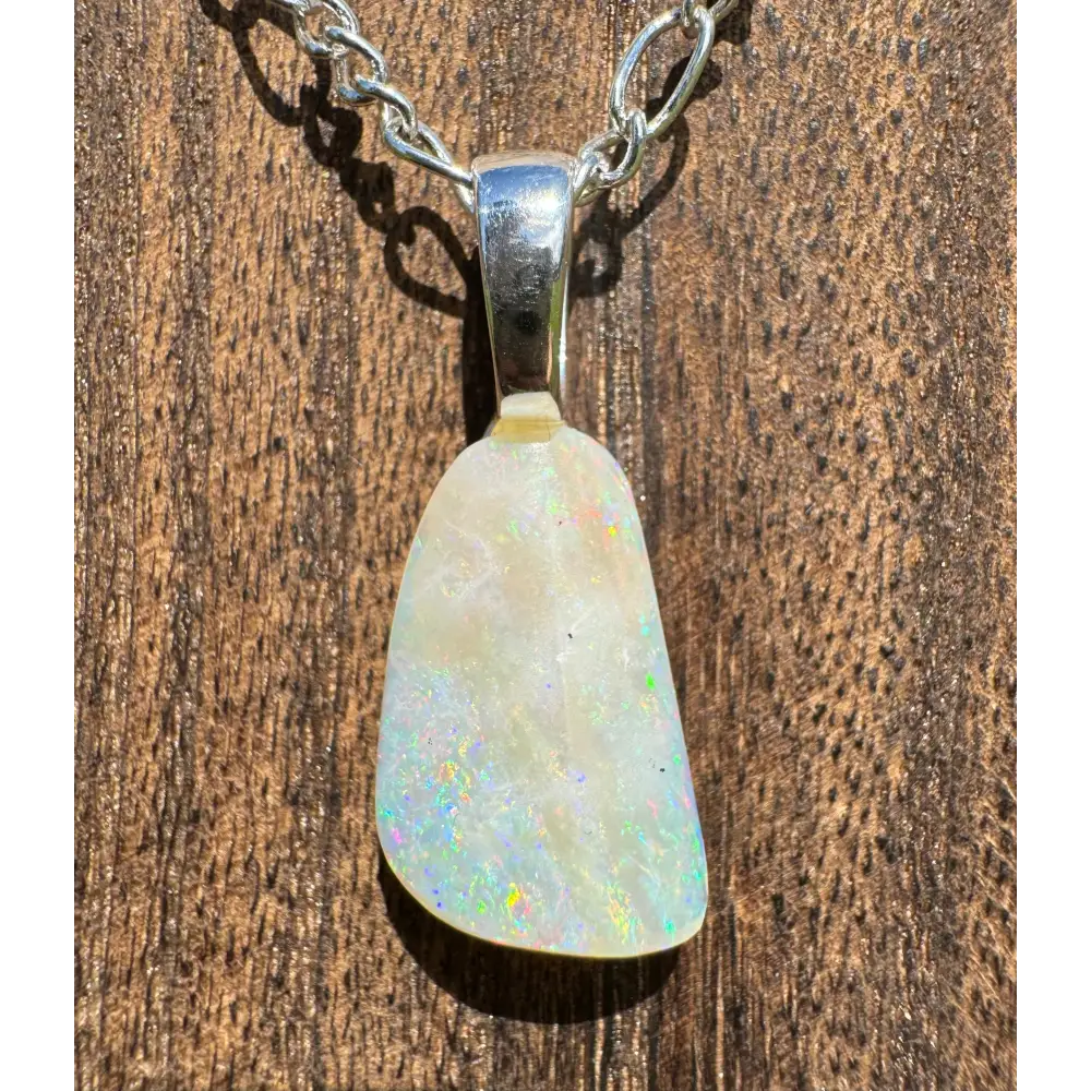 Rainbow Falls handcrafted 3ct Lightning Ridge Opal pendant with silver chain