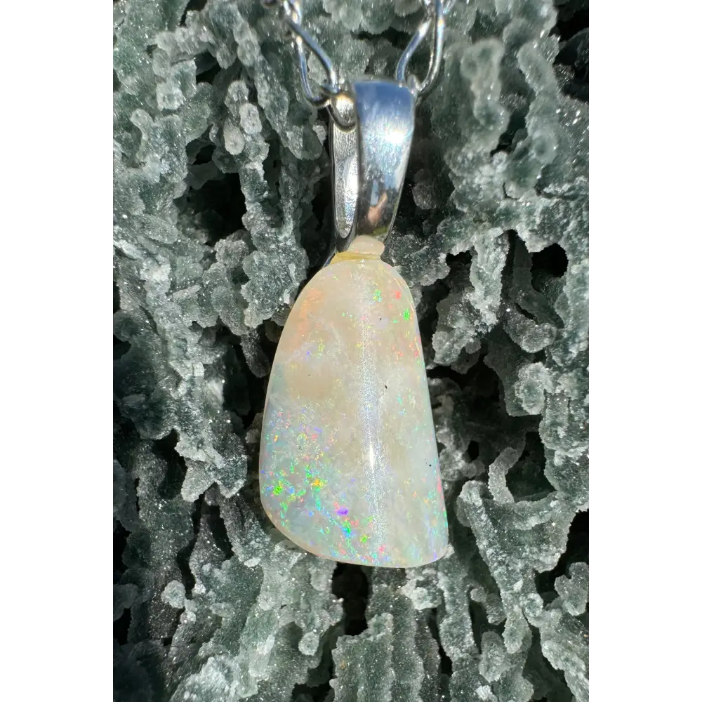 Opal pendant with silver bail from Rainbow Falls handcrafted Lightning Ridge Opal necklace