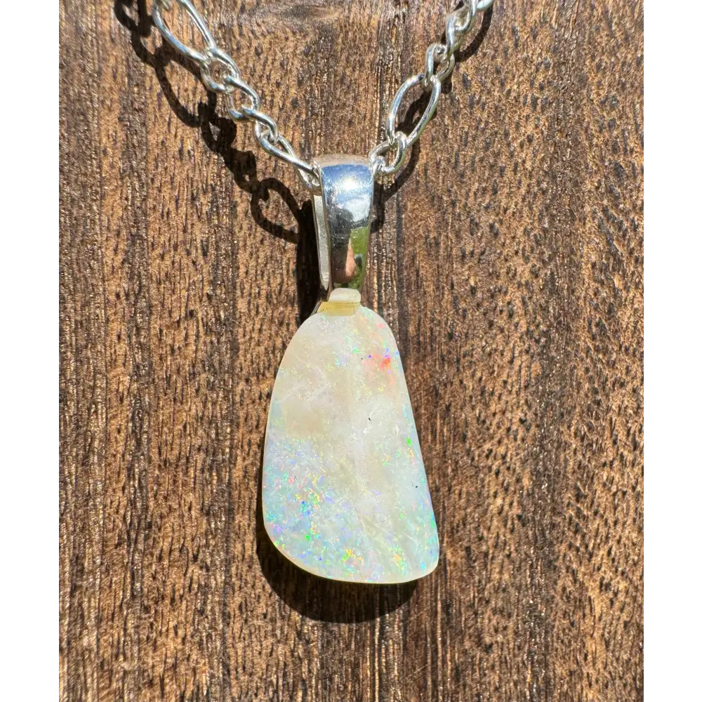 Rainbow Falls handcrafted 3ct Lightning Ridge Opal pendant necklace with silver chain