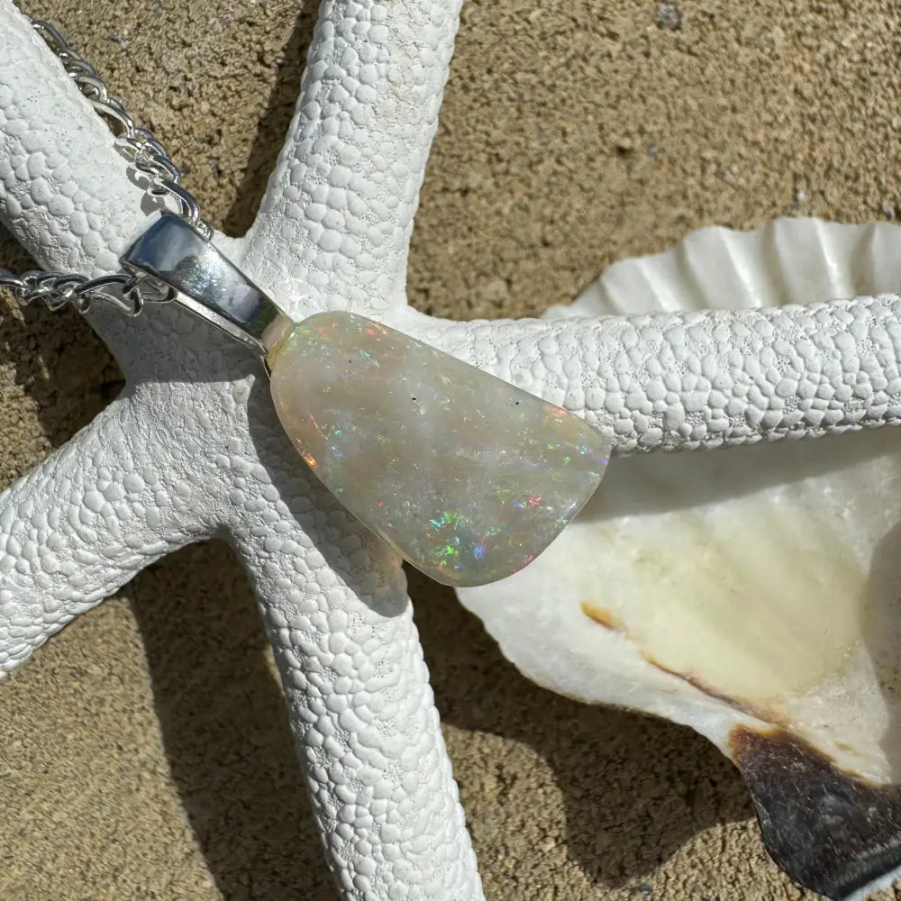 Opal pendant with silver bail from Rainbow Falls handcrafted Lightning Ridge Opal Necklace