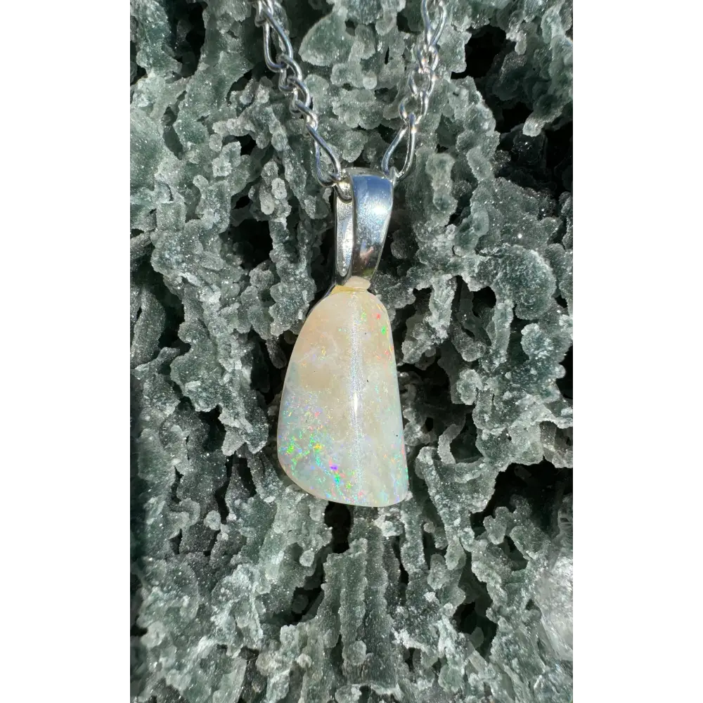 Rainbow Falls handcrafted 3ct Lightning Ridge Opal pendant on silver chain
