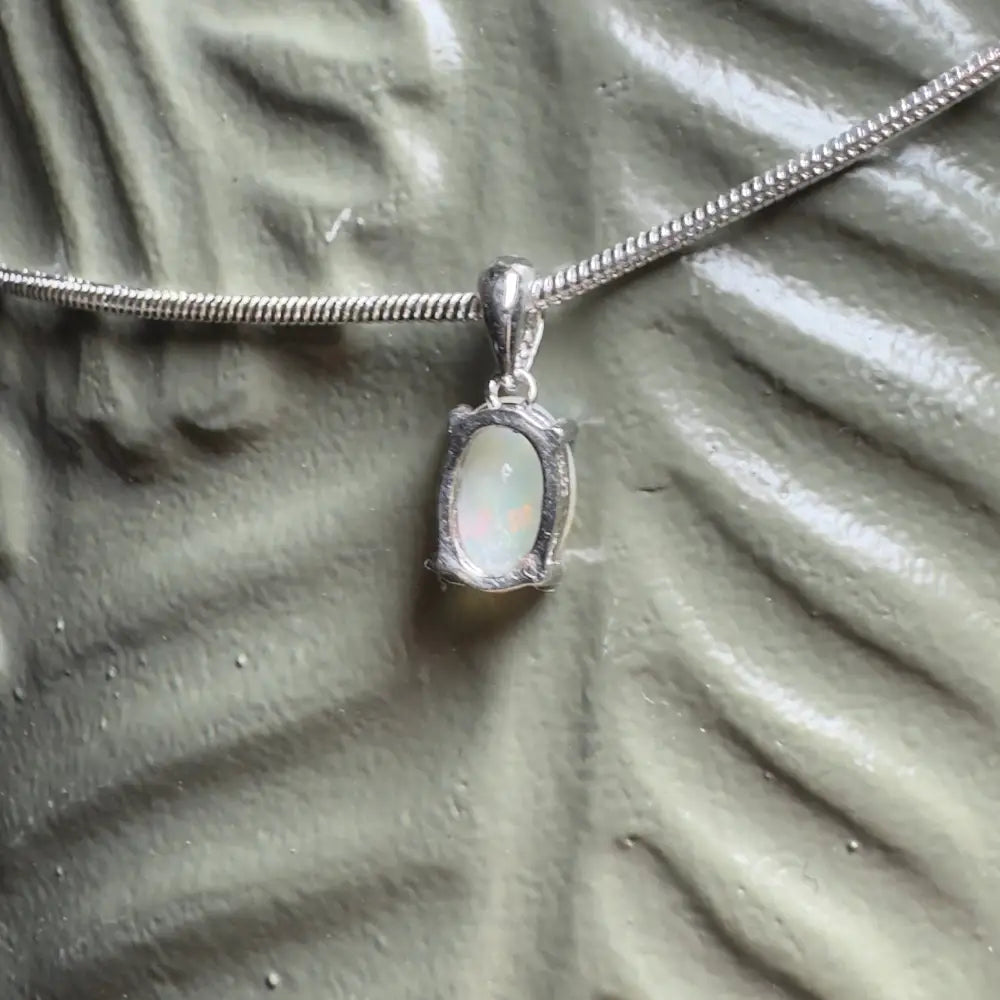 ’Rainbow’ ~ Handcrafted 0.8ct Solid Coober Pedy Opal 925 Sterling Silver Pendant Necklace
