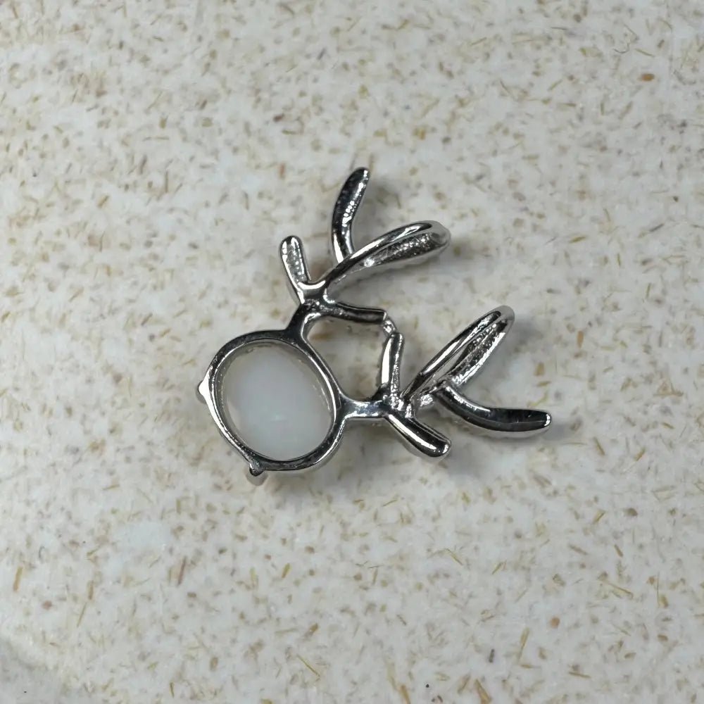 'Rainbow Reindeer' ~ Handcrafted 1ct Solid Coober Pedy Opal and Cubic Zirconia 925 Sterling Silver Reindeer Pendant Necklace