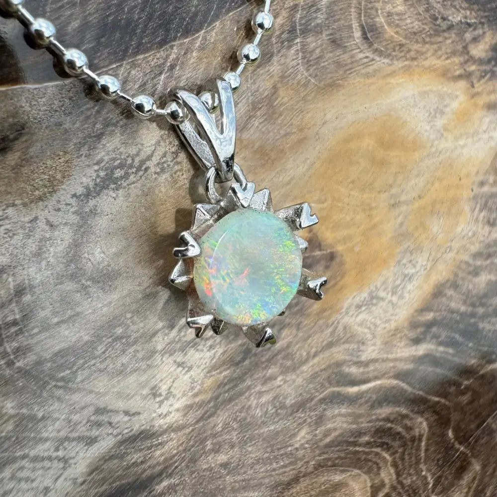 ’Rainbow Ridge’ ~ Handcrafted 0.8ct Solid Lightning Ridge Opal 925 Sterling Silver Pendant Necklace