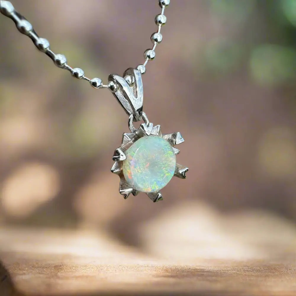 ’Rainbow Ridge’ ~ Handcrafted 0.8ct Solid Lightning Ridge Opal 925 Sterling Silver Pendant Necklace