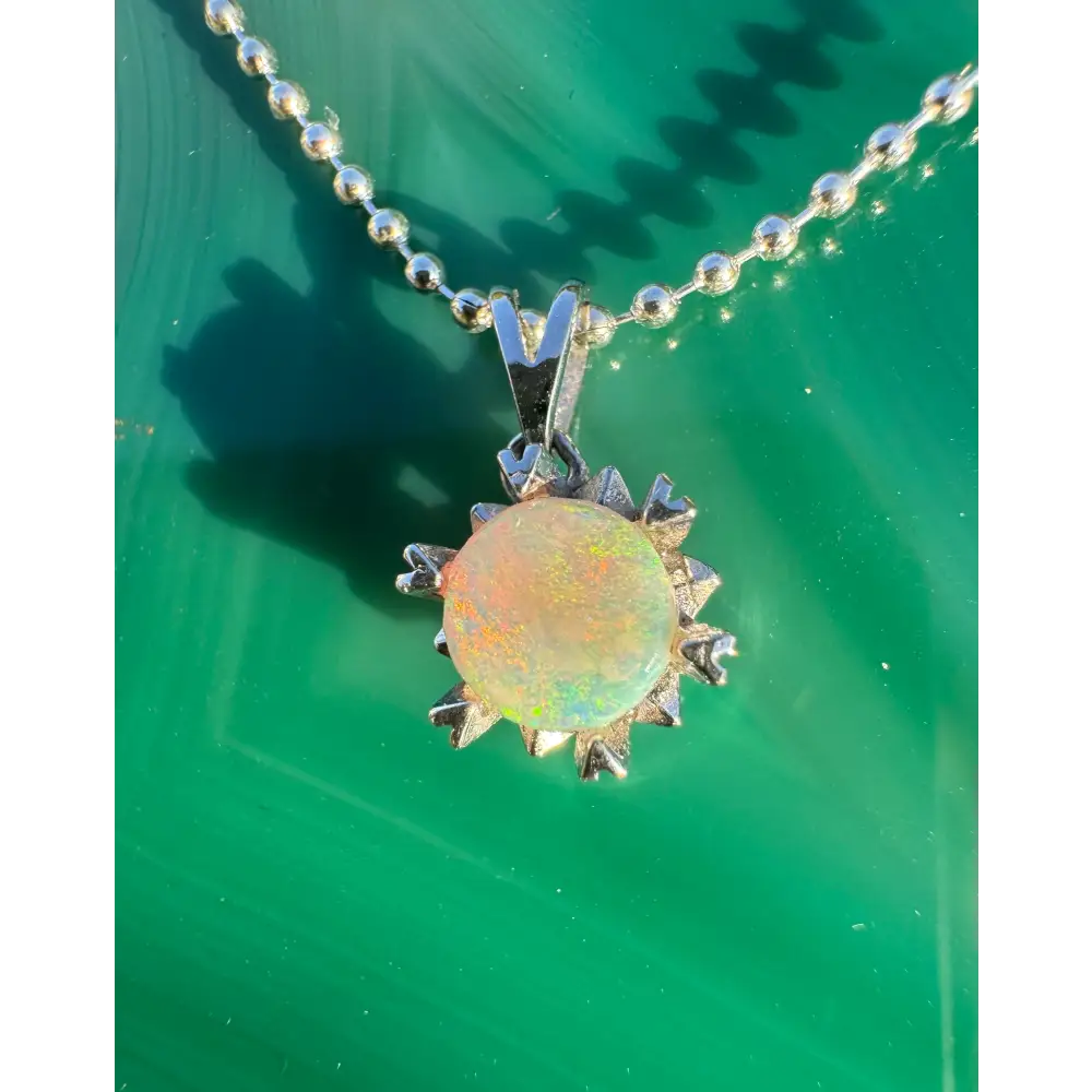 ’Rainbow Ridge’ ~ Handcrafted 0.8ct Solid Lightning Ridge Opal 925 Sterling Silver Pendant Necklace