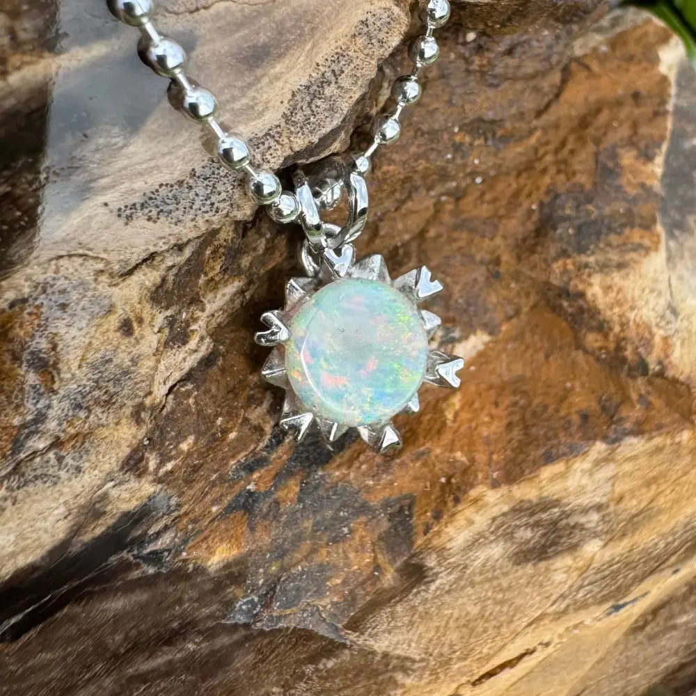’Rainbow Ridge’ ~ Handcrafted 0.8ct Solid Lightning Ridge Opal 925 Sterling Silver Pendant Necklace