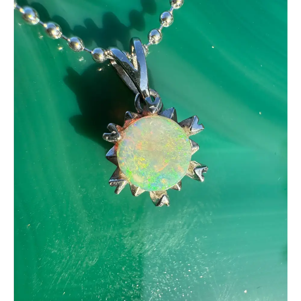 ’Rainbow Ridge’ ~ Handcrafted 0.8ct Solid Lightning Ridge Opal 925 Sterling Silver Pendant Necklace