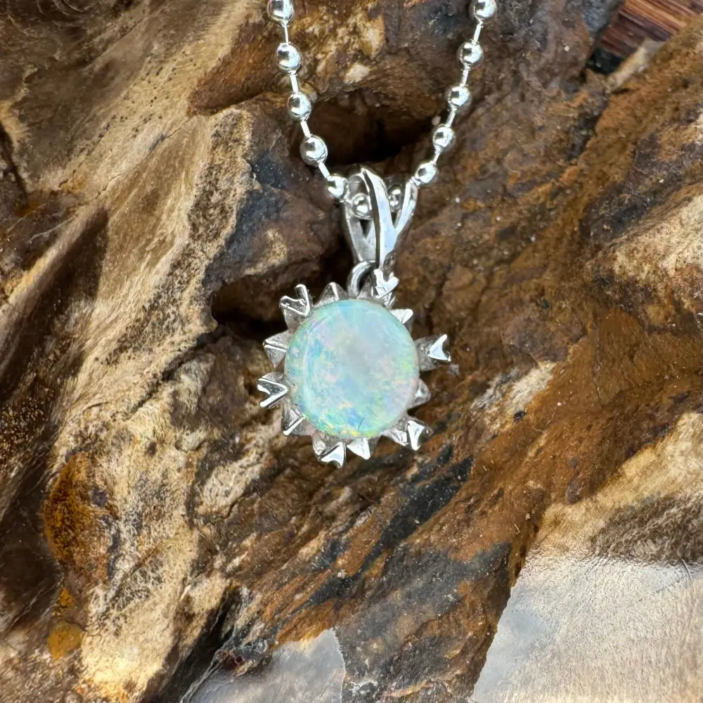 ’Rainbow Ridge’ ~ Handcrafted 0.8ct Solid Lightning Ridge Opal 925 Sterling Silver Pendant Necklace