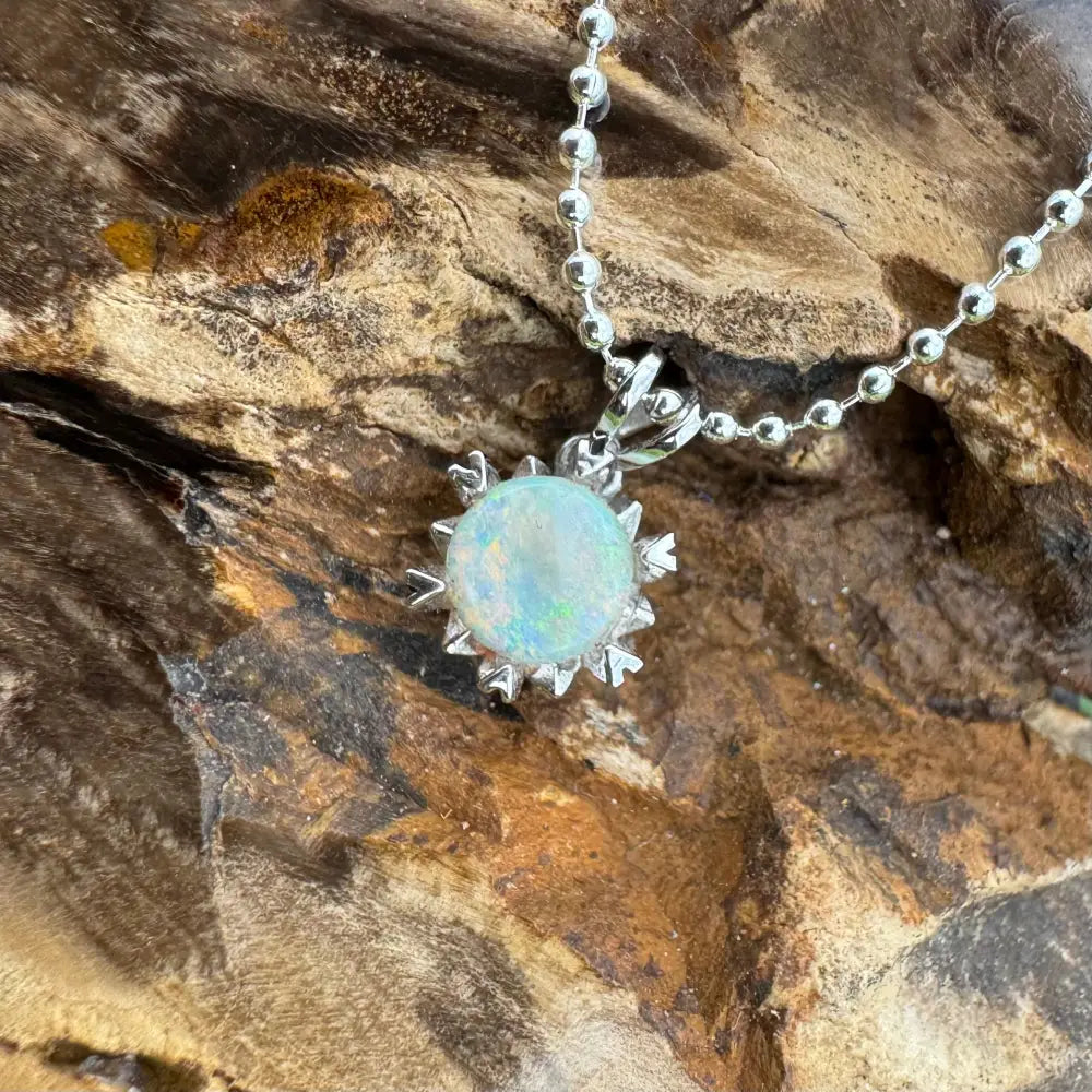 ’Rainbow Ridge’ ~ Handcrafted 0.8ct Solid Lightning Ridge Opal 925 Sterling Silver Pendant Necklace