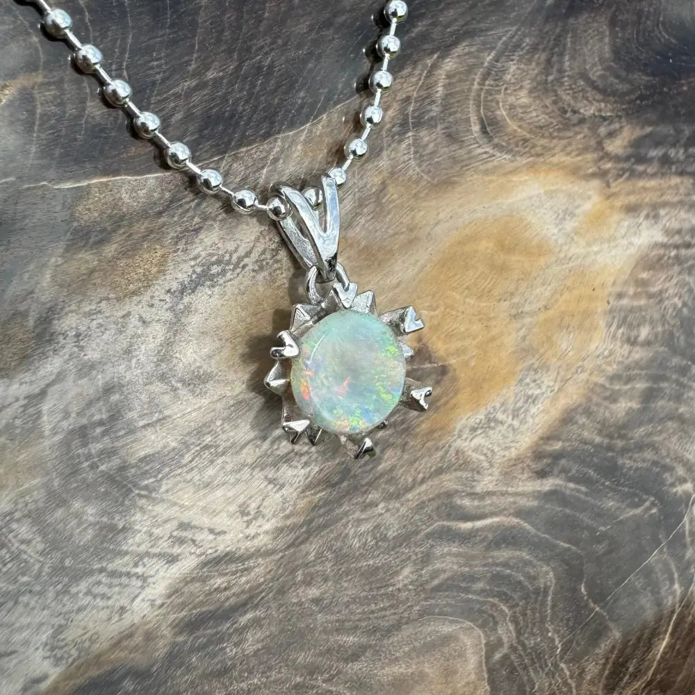 ’Rainbow Ridge’ ~ Handcrafted 0.8ct Solid Lightning Ridge Opal 925 Sterling Silver Pendant Necklace
