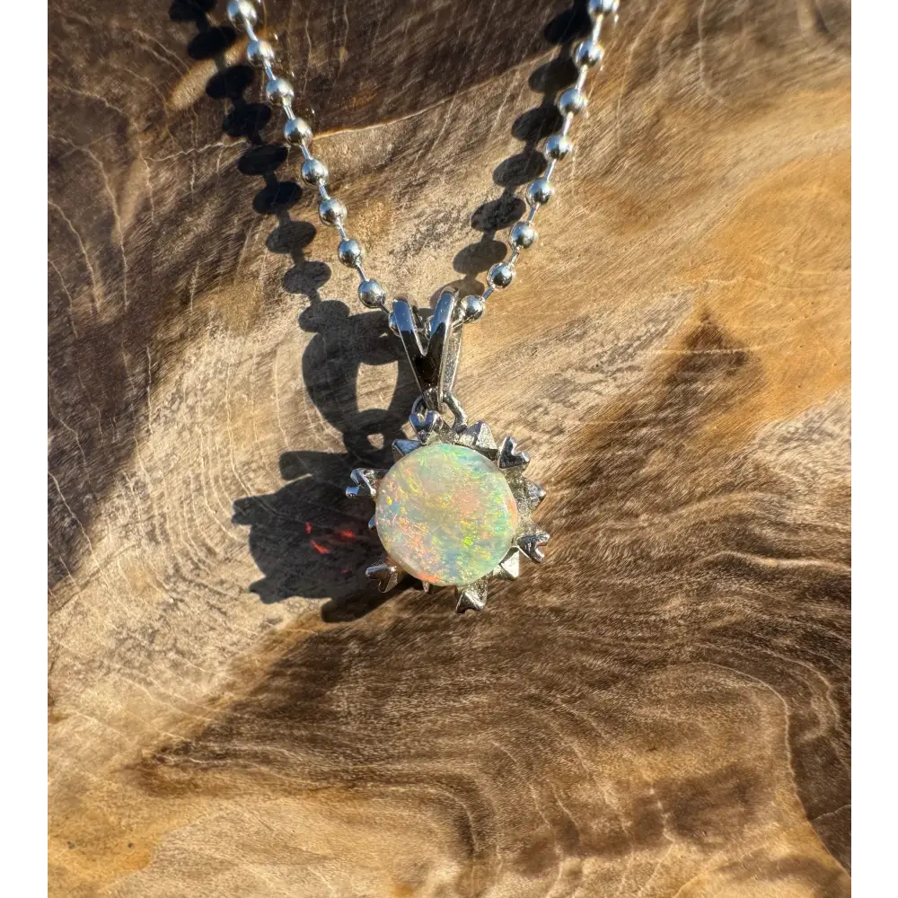 ’Rainbow Ridge’ ~ Handcrafted 0.8ct Solid Lightning Ridge Opal 925 Sterling Silver Pendant Necklace