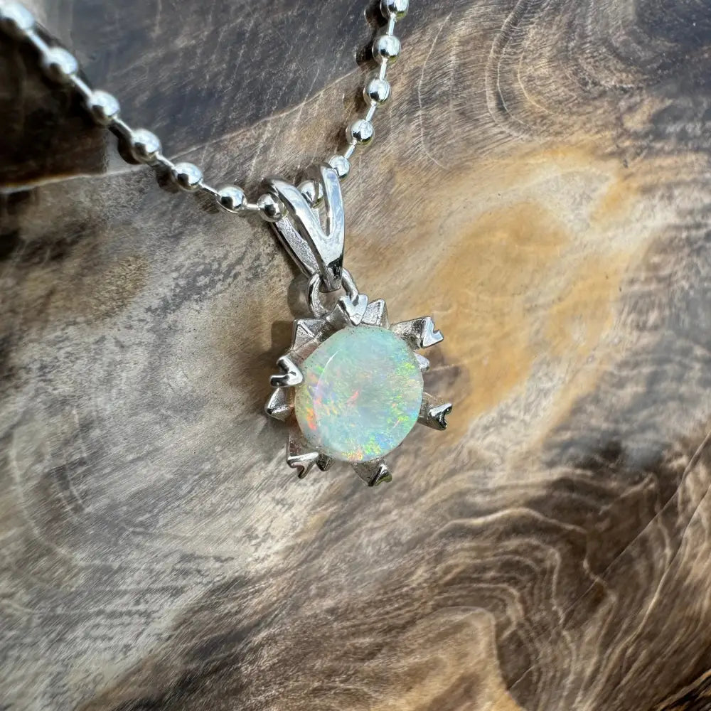 ’Rainbow Ridge’ ~ Handcrafted 0.8ct Solid Lightning Ridge Opal 925 Sterling Silver Pendant Necklace
