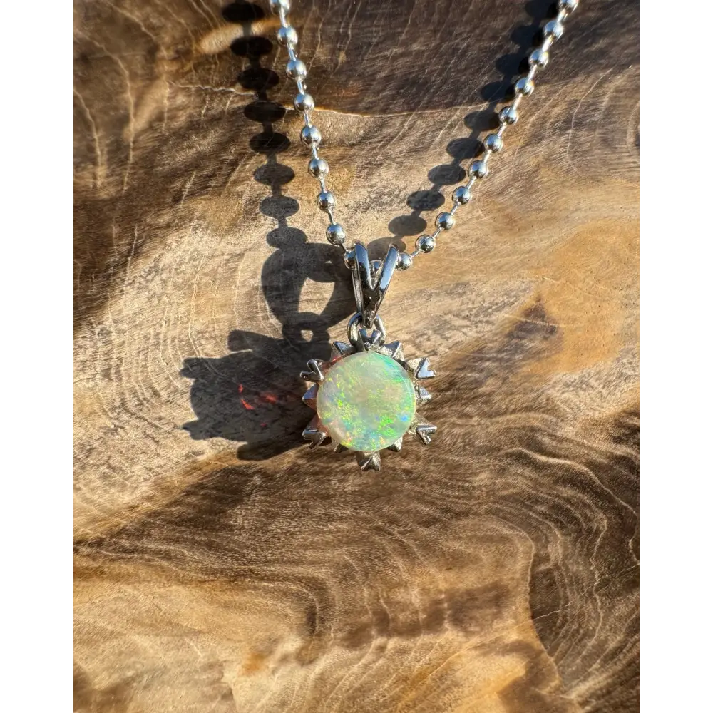 ’Rainbow Ridge’ ~ Handcrafted 0.8ct Solid Lightning Ridge Opal 925 Sterling Silver Pendant Necklace