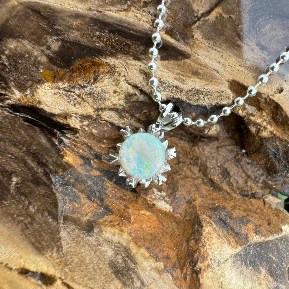 ’Rainbow Ridge’ ~ Handcrafted 0.8ct Solid Lightning Ridge Opal 925 Sterling Silver Pendant Necklace