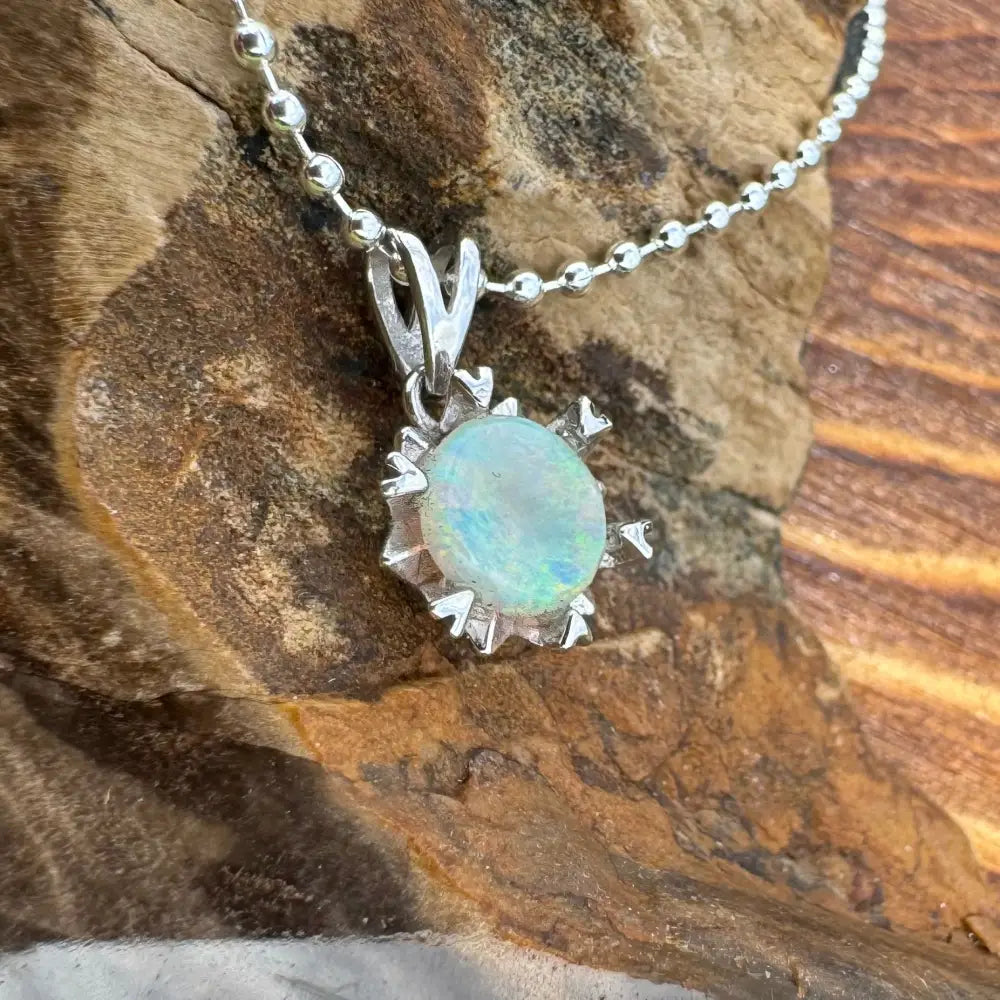 ’Rainbow Ridge’ ~ Handcrafted 0.8ct Solid Lightning Ridge Opal 925 Sterling Silver Pendant Necklace