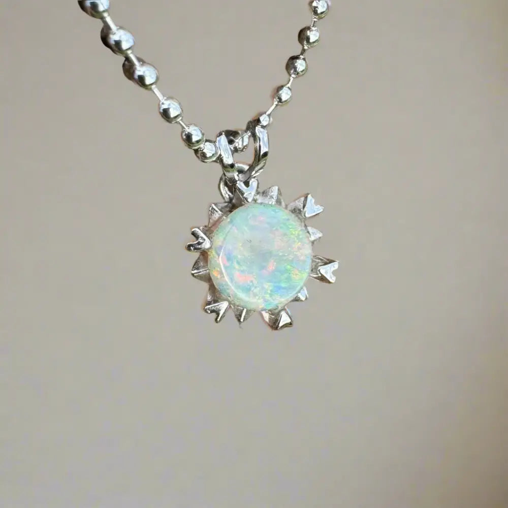 ’Rainbow Ridge’ ~ Handcrafted 0.8ct Solid Lightning Ridge Opal 925 Sterling Silver Pendant Necklace