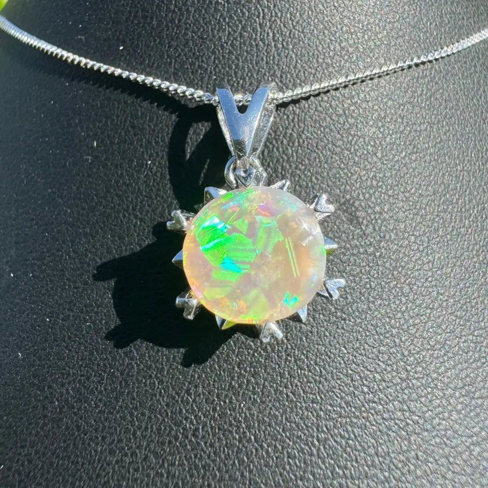 'Rainfall Glow' ~ Handcrafted 2.5ct Solid Lightning Ridge Opal 925 Sterling Silver Pendant Necklace