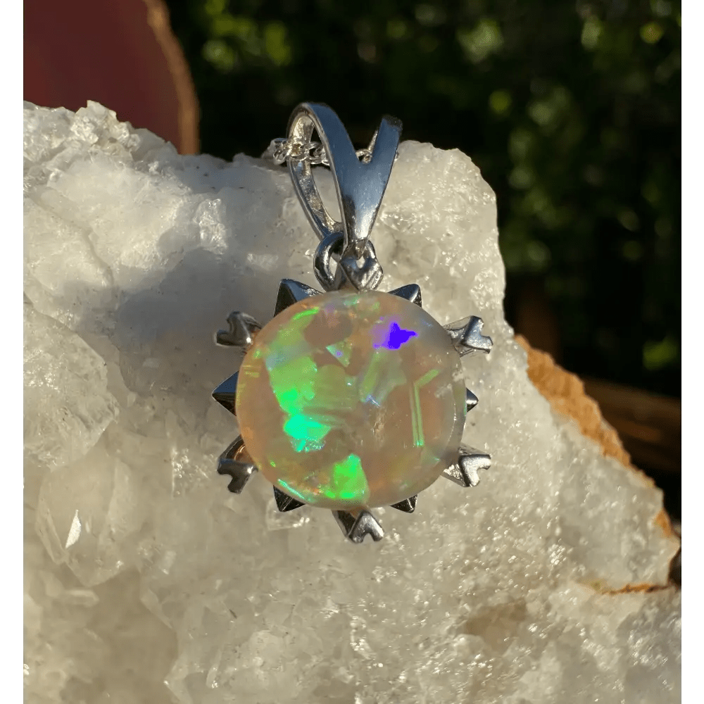 'Rainfall Glow' ~ Handcrafted 2.5ct Solid Lightning Ridge Opal 925 Sterling Silver Pendant Necklace
