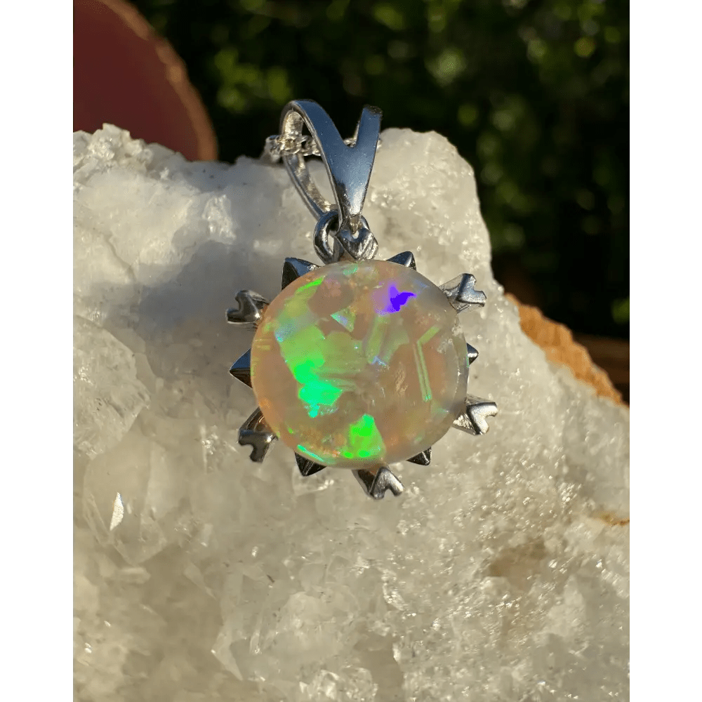 'Rainfall Glow' ~ Handcrafted 2.5ct Solid Lightning Ridge Opal 925 Sterling Silver Pendant Necklace