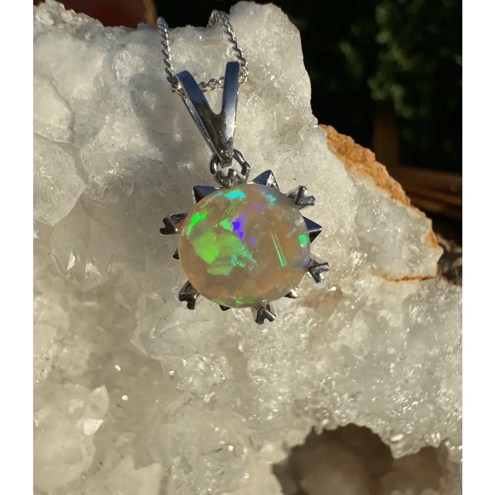 'Rainfall Glow' ~ Handcrafted 2.5ct Solid Lightning Ridge Opal 925 Sterling Silver Pendant Necklace