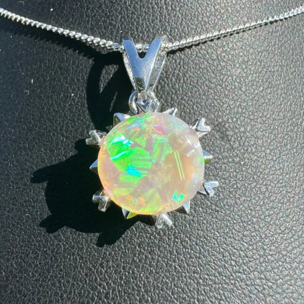 'Rainfall Glow' ~ Handcrafted 2.5ct Solid Lightning Ridge Opal 925 Sterling Silver Pendant Necklace