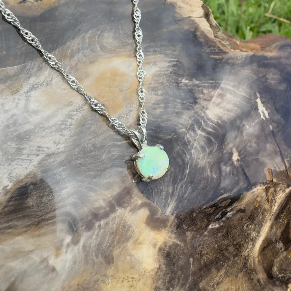 ’Rainforest Dew’ ~ Handcrafted 1.2ct Solid Coober Pedy Opal 925 Sterling Silver Pendant Necklace