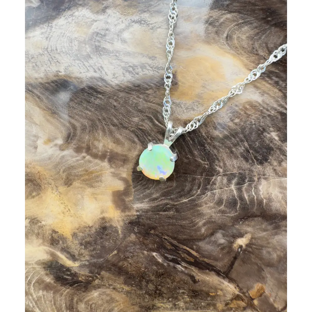 ’Rainforest Dew’ ~ Handcrafted 1.2ct Solid Coober Pedy Opal 925 Sterling Silver Pendant Necklace