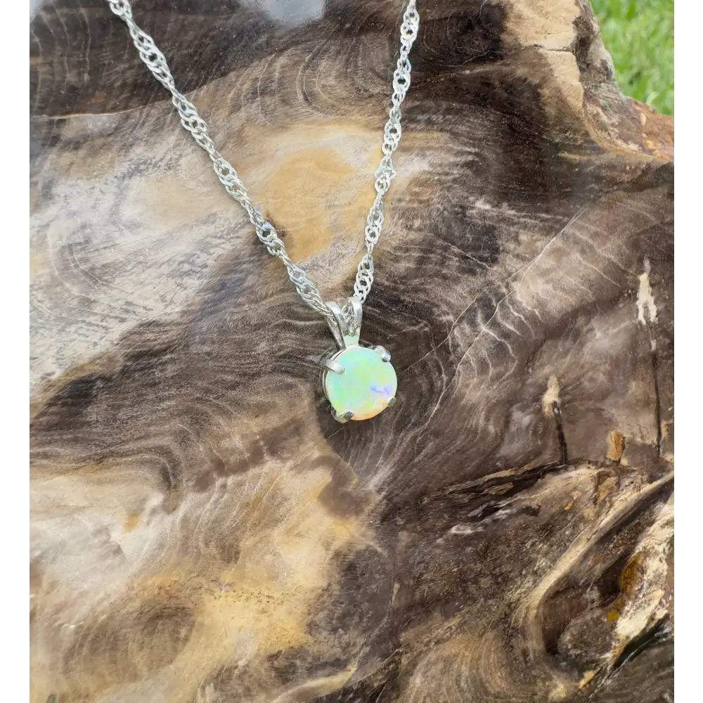 ’Rainforest Dew’ ~ Handcrafted 1.2ct Solid Coober Pedy Opal 925 Sterling Silver Pendant Necklace