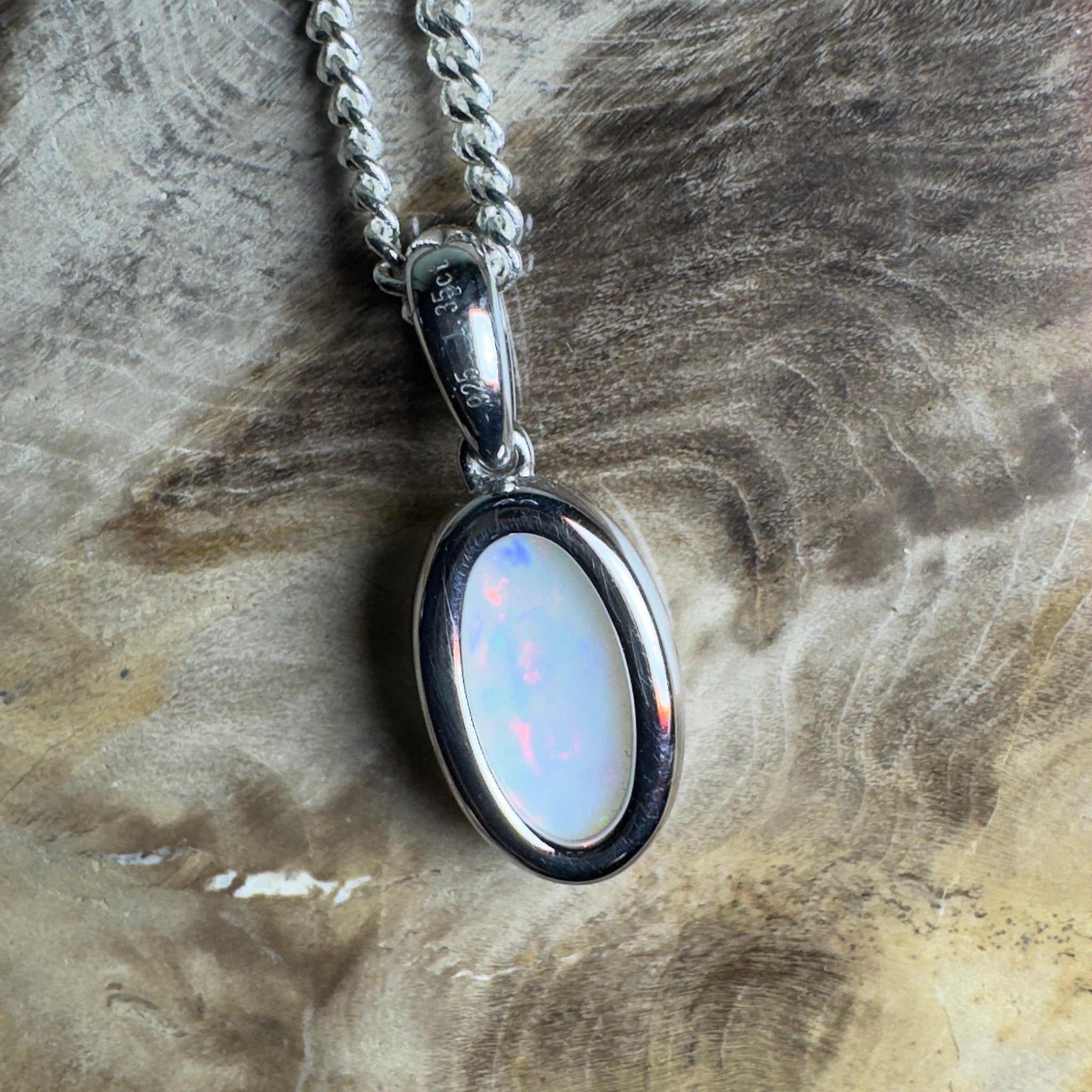Red Centre Whisper ~ 1.35ct Coober Pedy Opal 925 Silver Pendant