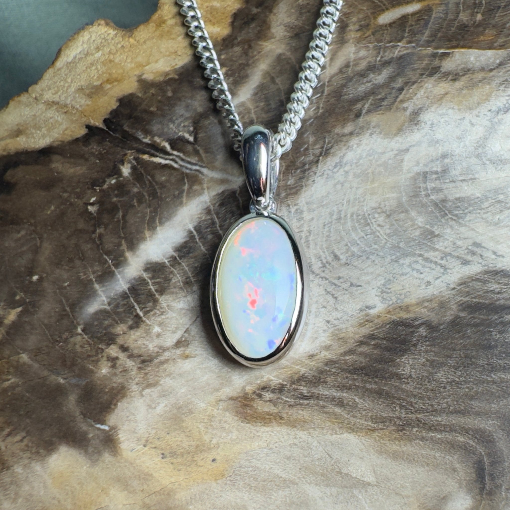 Red Centre Whisper ~ 1.35ct Coober Pedy Opal 925 Silver Pendant