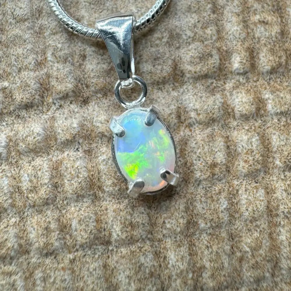 'Reef Radiance' ~ Handcrafted 0.6ct Solid Lightning Ridge Opal 925 Sterling Silver Pendant