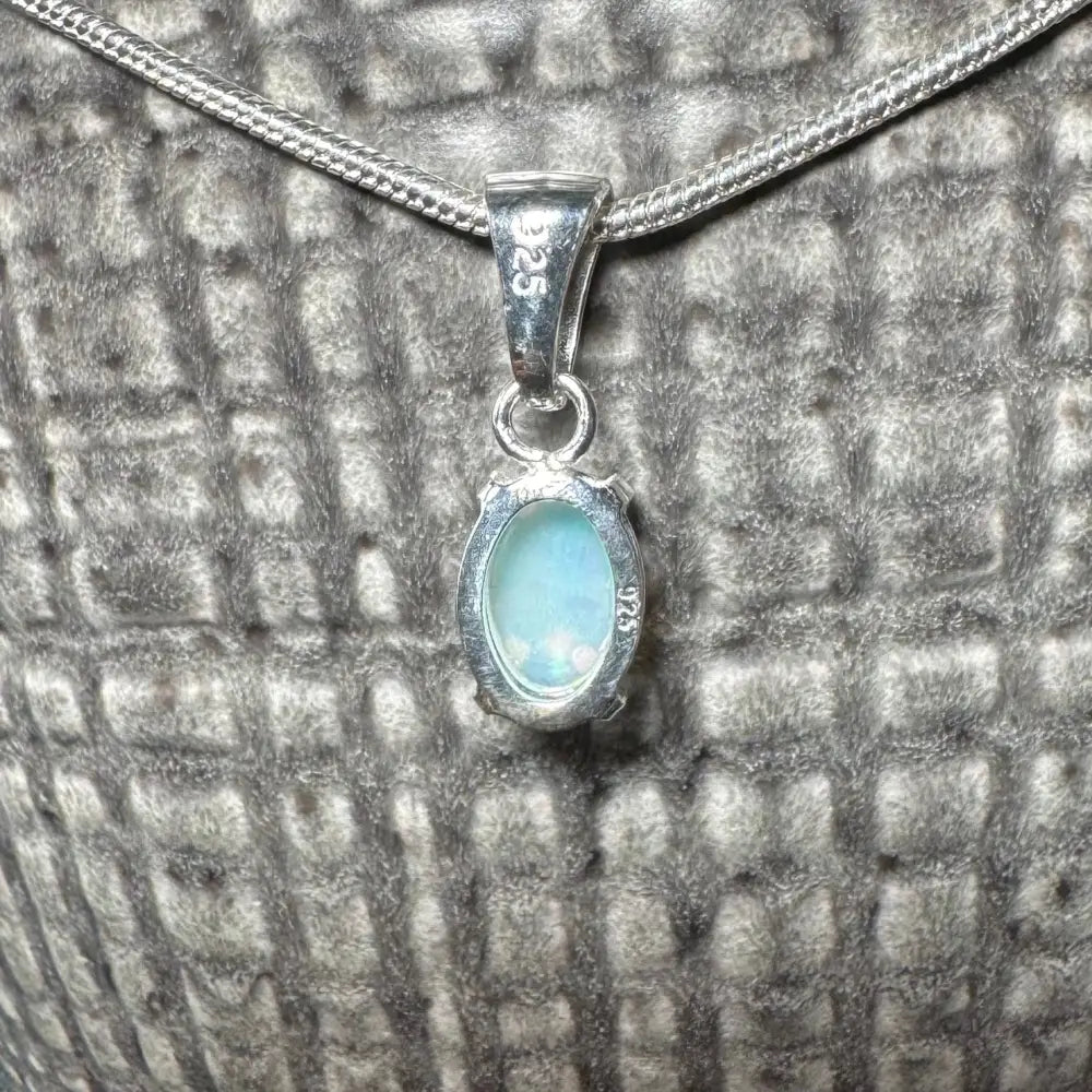 'Reef Radiance' ~ Handcrafted 0.6ct Solid Lightning Ridge Opal 925 Sterling Silver Pendant