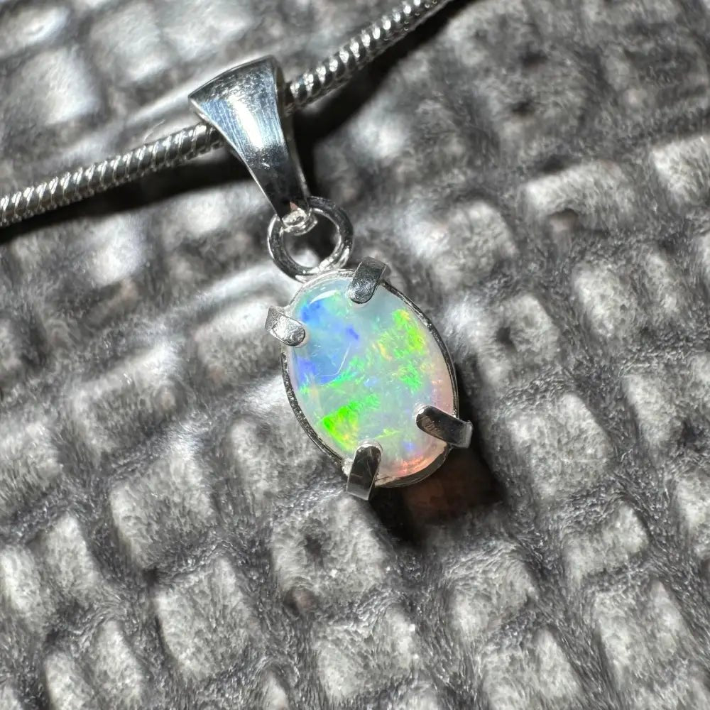 'Reef Radiance' ~ Handcrafted 0.6ct Solid Lightning Ridge Opal 925 Sterling Silver Pendant