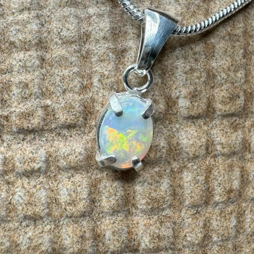 'Reef Radiance' ~ Handcrafted 0.6ct Solid Lightning Ridge Opal 925 Sterling Silver Pendant