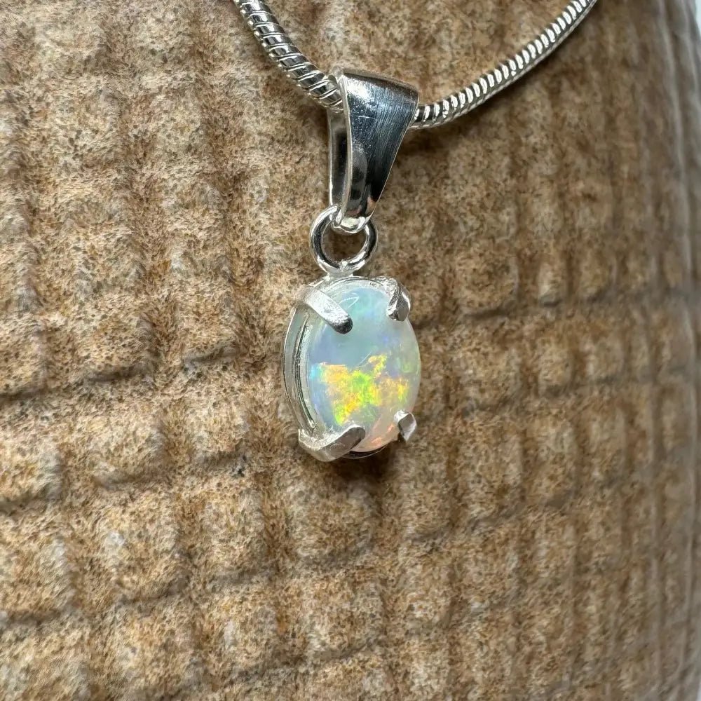 'Reef Radiance' ~ Handcrafted 0.6ct Solid Lightning Ridge Opal 925 Sterling Silver Pendant