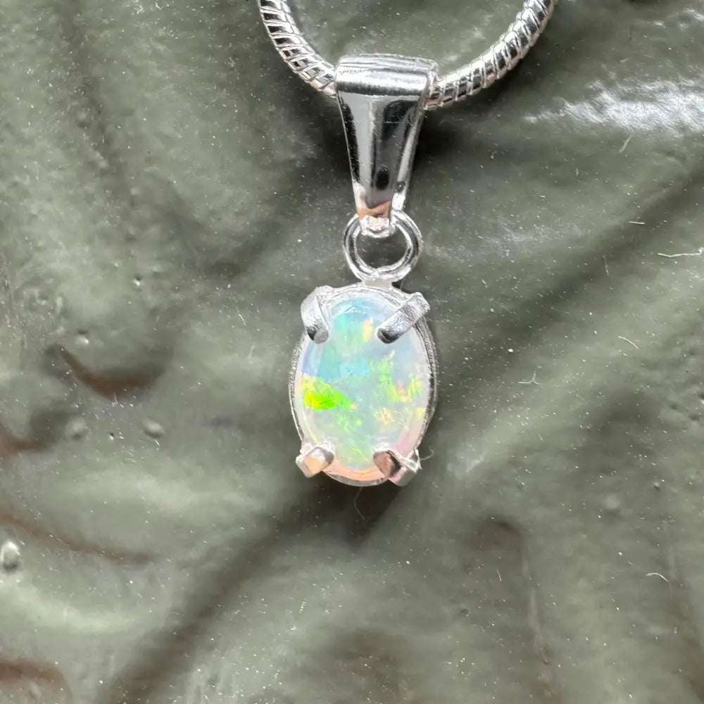 'Reef Radiance' ~ Handcrafted 0.6ct Solid Lightning Ridge Opal 925 Sterling Silver Pendant