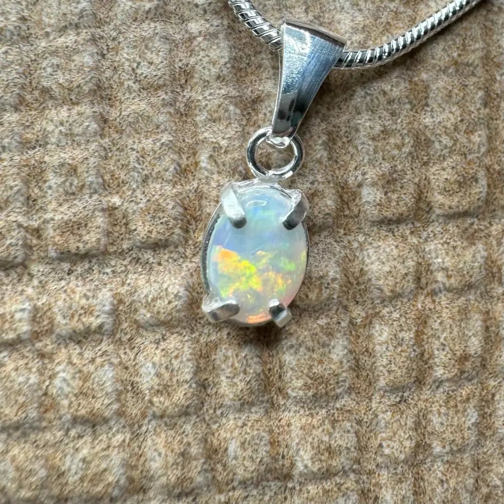 'Reef Radiance' ~ Handcrafted 0.6ct Solid Lightning Ridge Opal 925 Sterling Silver Pendant